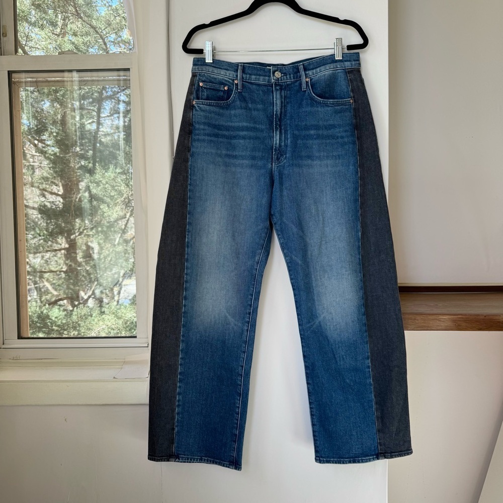 MOTHER Superior The Half Pipe Flood Barrel Jeans Black Blue 30 - Picture 6 of 13